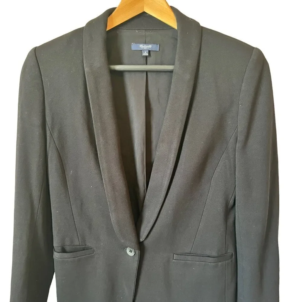 Madewell Duskfall Black One Button Stretch Blazer